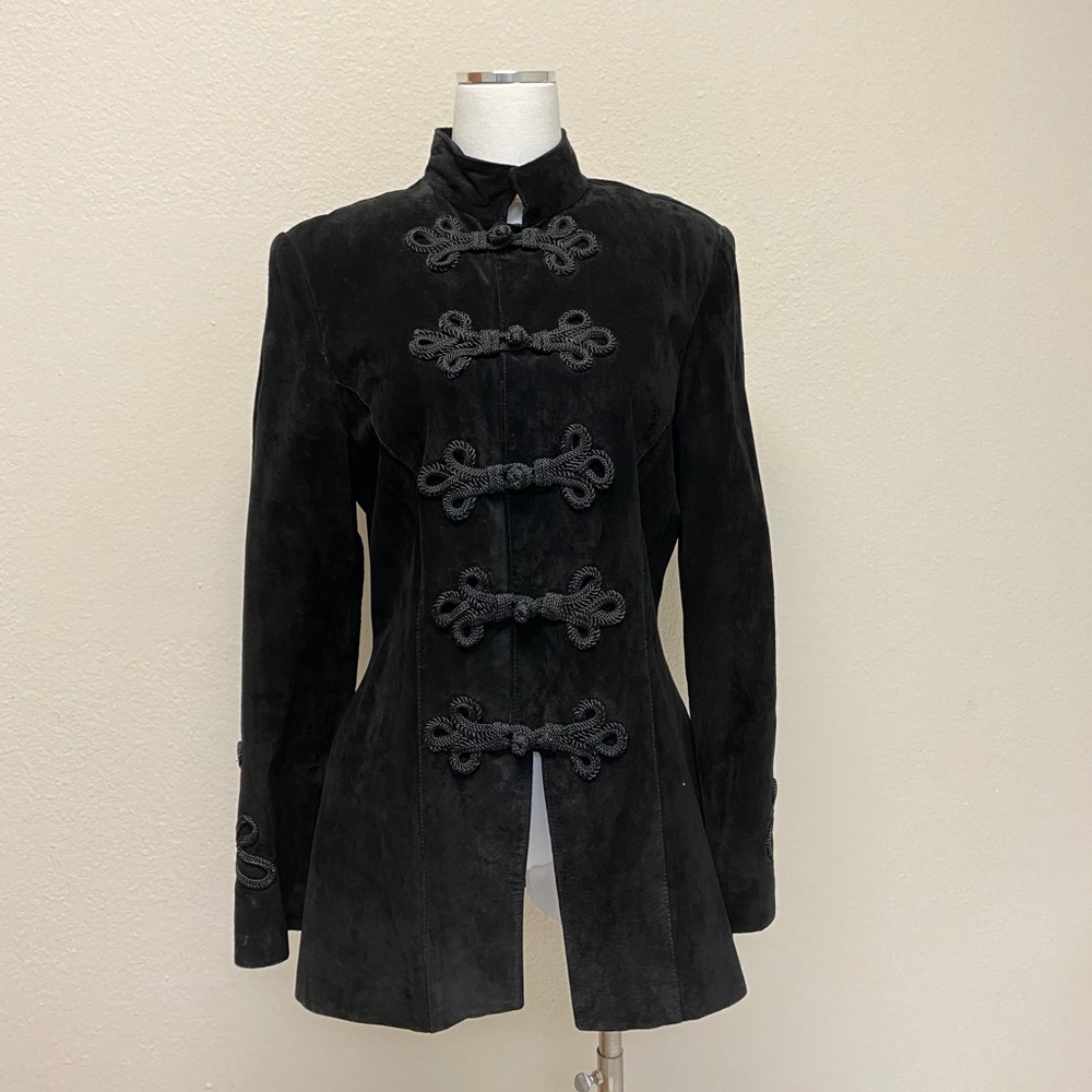 Erez Levy Suede Leather Mandarin Jacket
